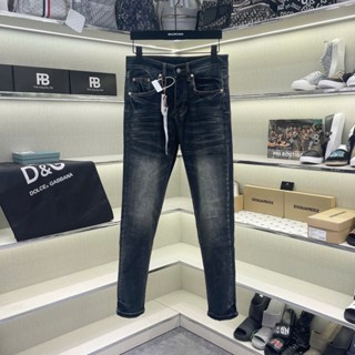 Quần jean nam Purple xanh bụi đậm trơn kẻ loang nhăn 3D đùi mác lụa basic boy phố QJ599P