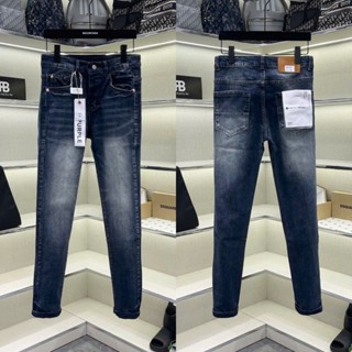 Quần jean bò nam Purple skinny trơn wash xanh đậm mài dập nhăn kẻ loang 3D mác lụa 4 cúc boy phố QJ602P