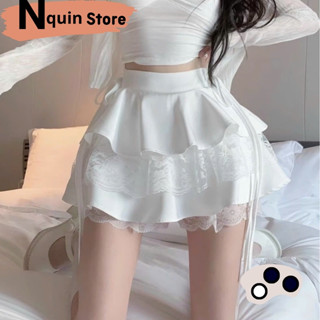 Chân váy ngắn dáng xoè phồng phối ren nhiều tầng thắt nơ 2 bên lưng chun cạp cap (có quần bảo hộ) Nquin