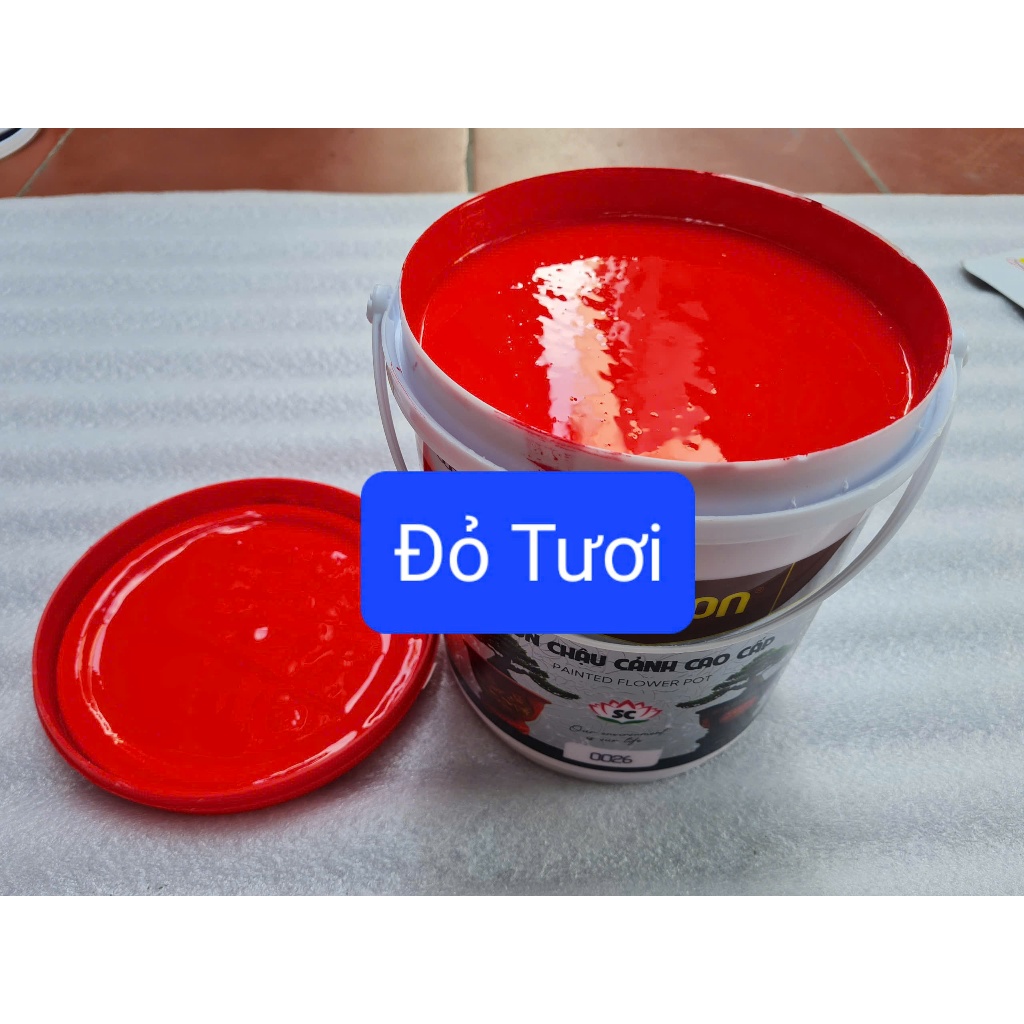 [Lon 4kg] Sơn chậu cảnh ĐỎ TƯƠI bóng ngoại thất  supon