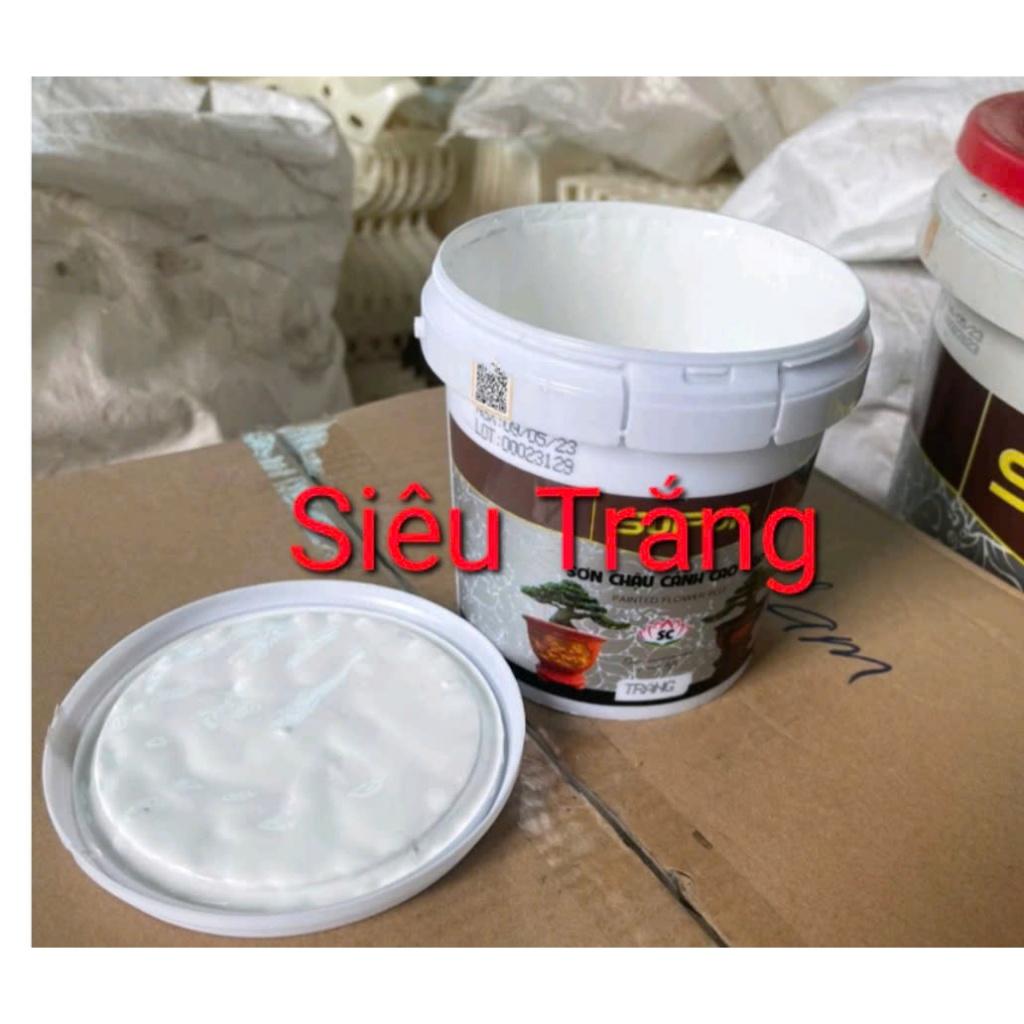 [Hộp 1kg] Sơn màu Siêu Trắng sơn chậu cảnh supon(Sơn hệ bóng ngoại thất)