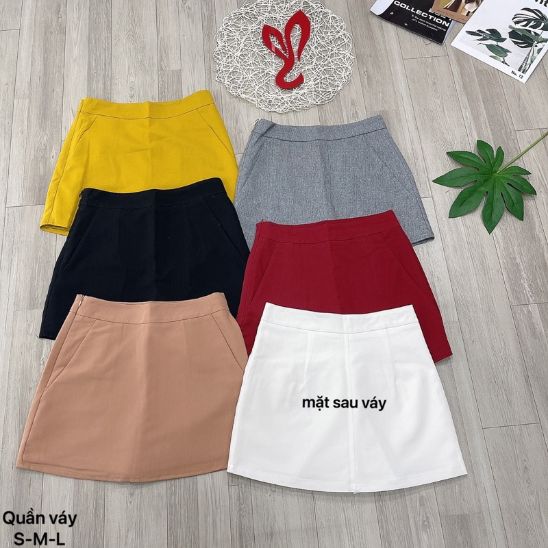 Chân váy chữ A 2 túi xéo chất kaki mịn co giãn nhẹ( có quần trong  cùng loại vải ) V0019