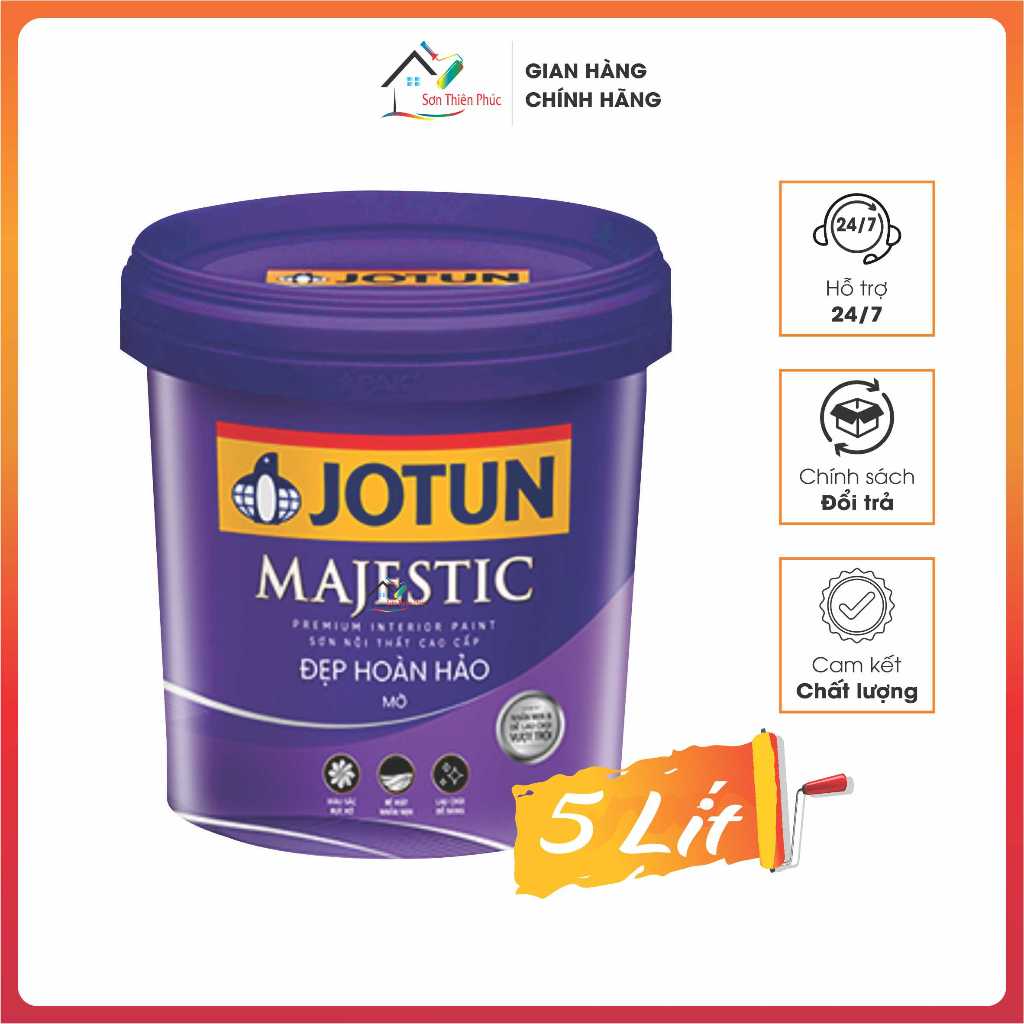 Sơn nội thất Jotun Majestic Đẹp Hoàn Hảo - Bề Mặt Mờ (5lít). Kháng khuẩn và chống nấm mốc