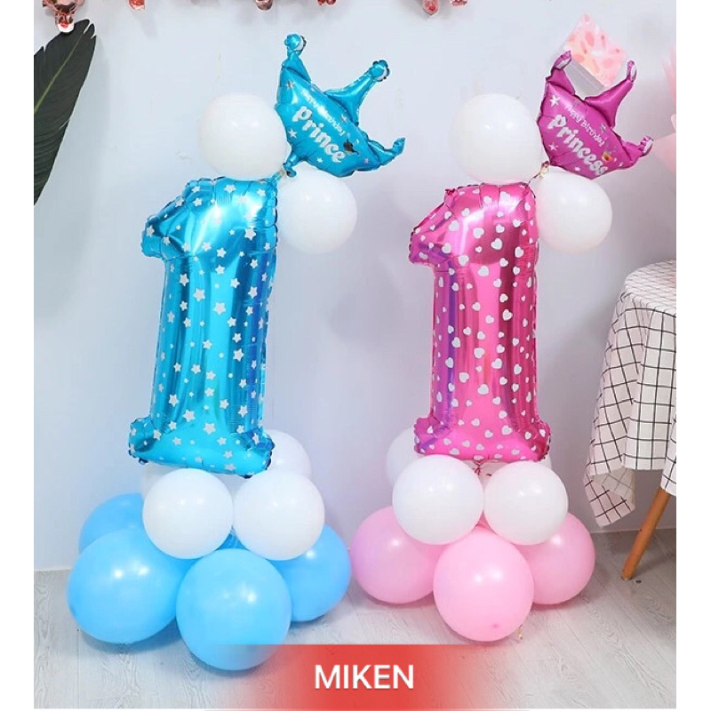 Bóng số 1 hồng, xanh size to ( 70cm) trang trí sinh nhật, phụ  kiện bóng sinh nhật