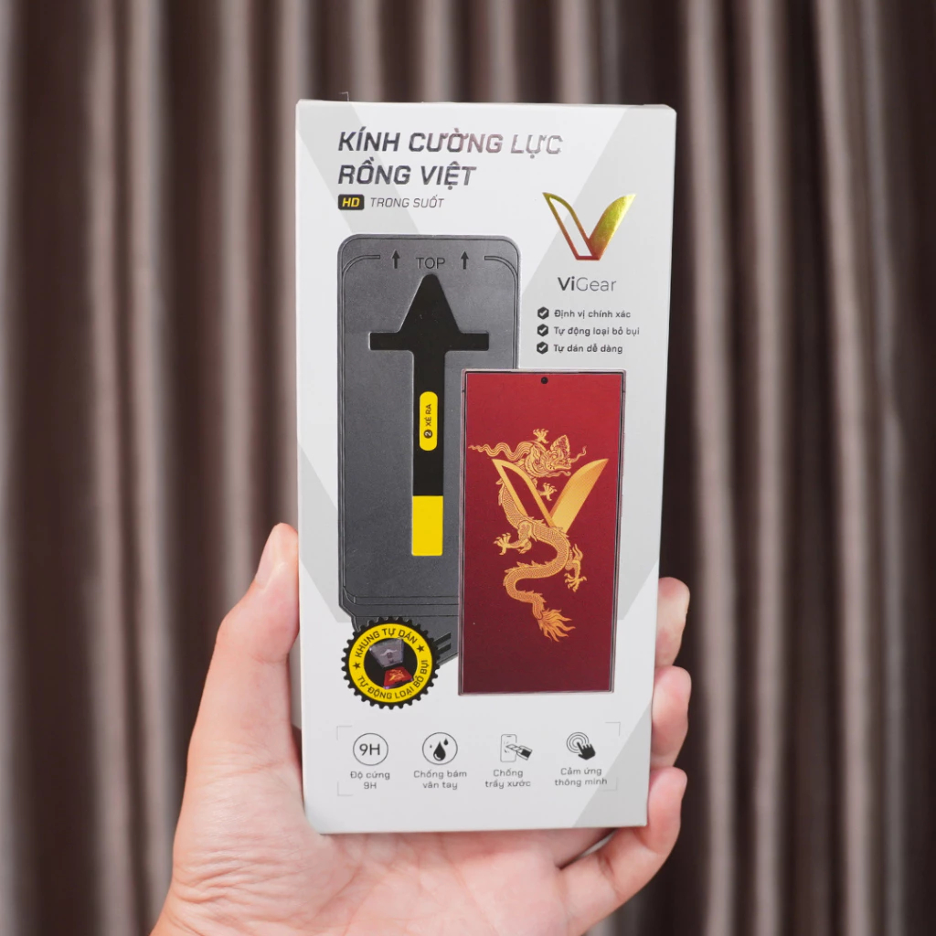 Cường Lực Samsung, Kính Samsung Galaxy Rồng Việt SIÊU TRONG SUỐT - Khung tự dán , Loại Bỏ Bụi