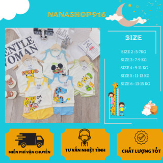 [5 bộ 3 lỗ] Quần áo trẻ em, set ba lỗ mùa hè chất thun tăm, cho bé trai, bé gái từ 5-16kg- B36