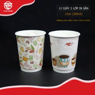 SET 50 cái Ly Giấy Cốc Giấy 2 lớp giấy In Sẵn , dùng cho cafe nóng & lạnh, trà sữa...