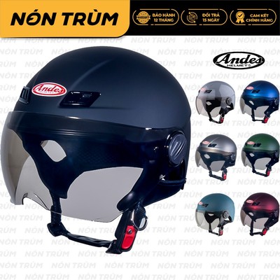 Mũ bảo hiểm nửa đầu Andes 109K có kính đi xe máy  bảo hành 12 tháng tại Nón Trùm