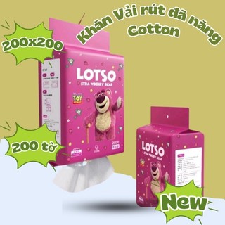 Khăn mặt đa năng Lotso, dùng 1 lần, khăn rút treo tường, vải cotton, lau mặt tẩy trang, dùng cho mẹ và bé.