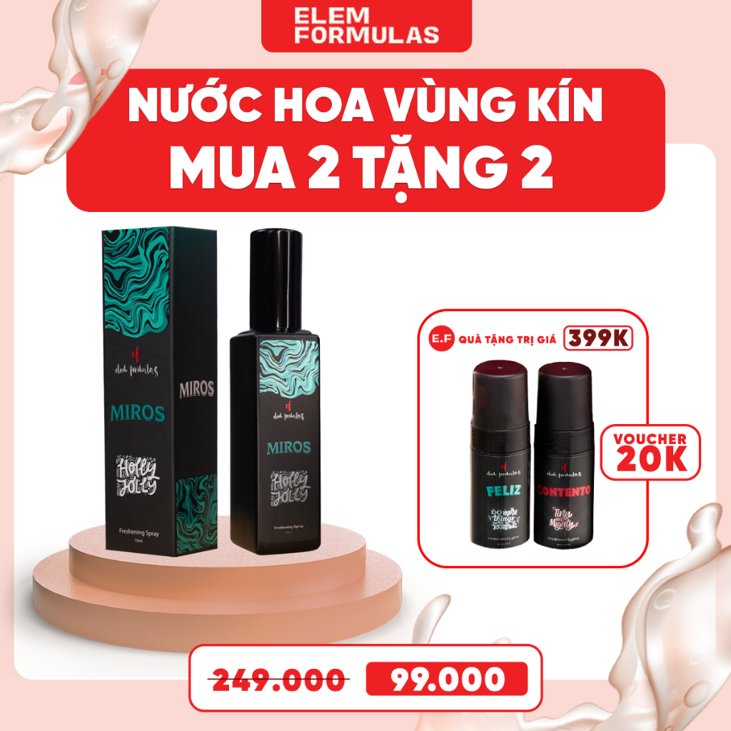 Nước Hoa Vùng Kín Elem Formulas Cao Cấp Từ Ý, Xịt Thơm Dưỡng Da Vùng Kín 19Ml, An Toàn Thân Thiện Cho Da