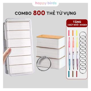  Thẻ học từ vựng flashcard trắng combo 800 thẻ 4x7cm học tiếng anh trung nhật hàn đồ dùng học tập ghi nhớ Happy Birds 