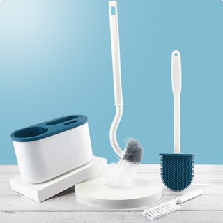  Set 3 Bàn Chải Chà Vệ Sinh Toilet Chổi Cọ Bồn Cầu Cán Dài 360 Độ Silicone Treo Tường Nhà Tắm tiện lợi 