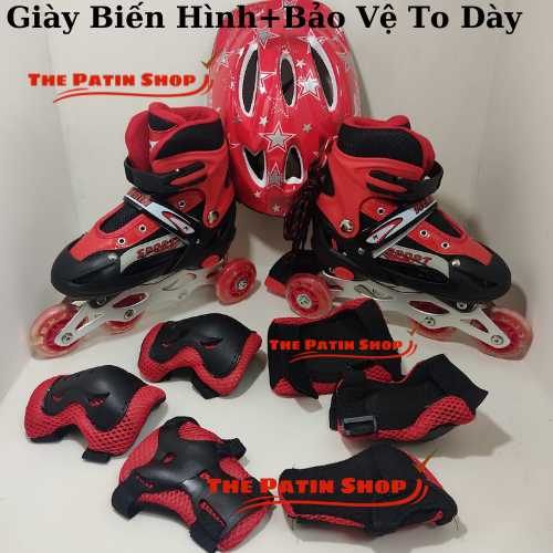Giày trượt patin, giày patin cho bé phát sáng tặng kèm bộ bảo hộ,patin cho bé trai gái tập đi giá rẻ