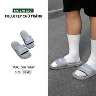 Dép cao su quai ngang slipper The Bad God X01 Basic fullgrey chữ trắng màu Ghi [KHÔNG HỘP]