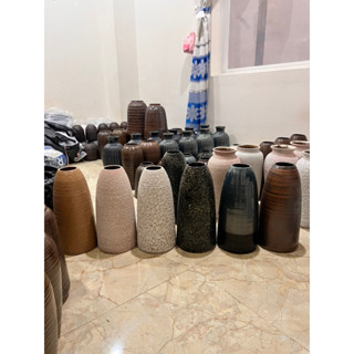 HOẢ TỐC SÀI GÒN Bình hoa dáng chuông thon cao men nâu vân ganh vintage - Bình gốm cắm hoa dơn, đào, mận decor đẹp