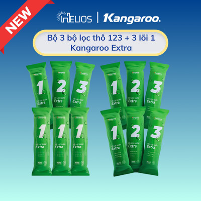 Bộ 12 lõi lọc chính hãng Kangaroo cho máy lọc nước Kangaroo - 3 bộ lọc thô + 3 lõi số 1