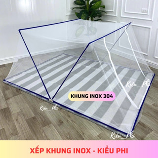 Màn Khung Xếp INOX 304 Tự Bung - Mùng Xếp Thông Minh Người Lớn Gấp Gọn Chống Muỗi Tiện Dụng Kiều Phi