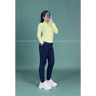 Áo anling có cổ tay dài MÀU XANH CỐM ,quần jogger trơn MÀU XANH ĐEN [hình thật shop chụp] Eothon60