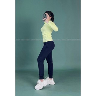 Áo anling có cổ tay dài MÀU XANH CỐM ,quần jogger trơn MÀU XANH ĐEN [hình thật shop chụp] Eothon60