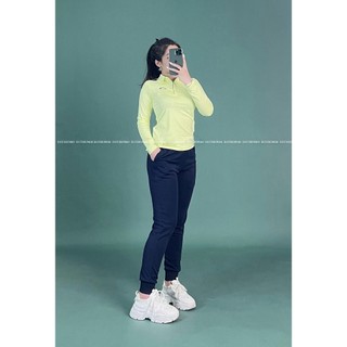 Áo anling có cổ tay dài MÀU XANH CỐM ,quần jogger trơn MÀU XANH ĐEN [hình thật shop chụp] Eothon60
