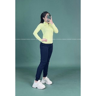 Áo anling có cổ tay dài MÀU XANH CỐM ,quần jogger trơn MÀU XANH ĐEN [hình thật shop chụp] Eothon60