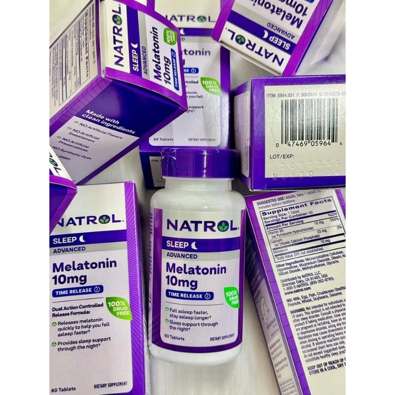 Viên uống ngủ ngon Natrol Melatonin 10mg 60 viên