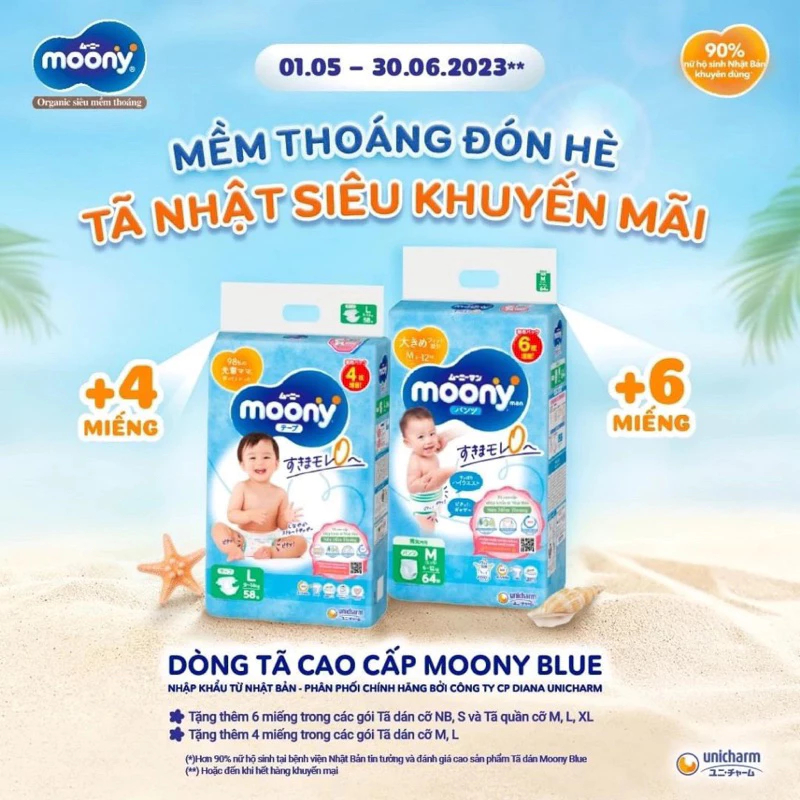 Giá Tốt -Combo 3bich tặng bàn vẽ Tã MOONY XANH- DÁN/QUẦN ĐỦ SIZE NB90/ S84/ M64/ L54/ XL44/ M58/ L44