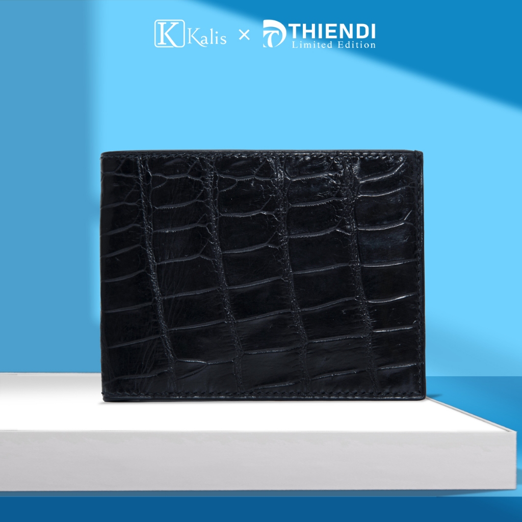 T D THIEN DI - Bóp Ví Tiền Da Cá Sấu Thật Gấp 2 Nam Có Khóa Kéo Nhiều Ngăn Đựng Tiền Cao Cấp Chính Hãng  - FULLBOX
