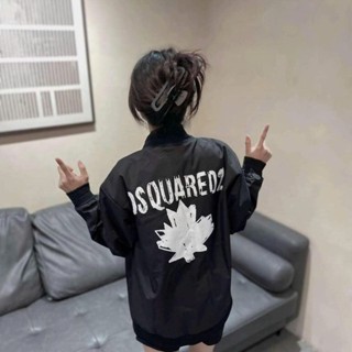 Áo Khoác Gió Nam DSQ2 ICON Lá Phong Trắng Hàng 2 Lớp Khóa Zip Bạc Phối Siêu Đỉnh Đủ Size Hot Hit 2024