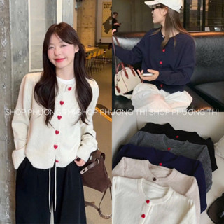 (HÀNG QC LOẠI 1 , TOP 1) Áo cardigan len Cúc Tim 5 màu basic hàng QCCC phong cách Hàn