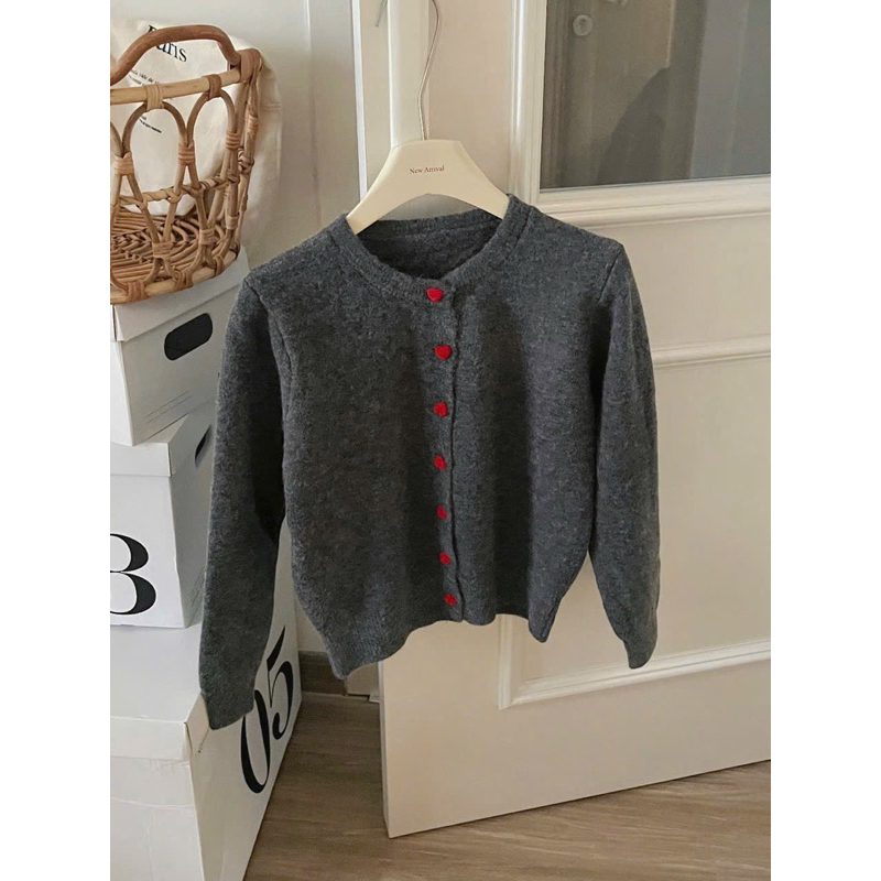 (HÀNG QC LOẠI 1 , TOP 1) Áo cardigan len Cúc Tim 5 màu basic hàng QCCC phong cách Hàn | BigBuy360 - bigbuy360.vn