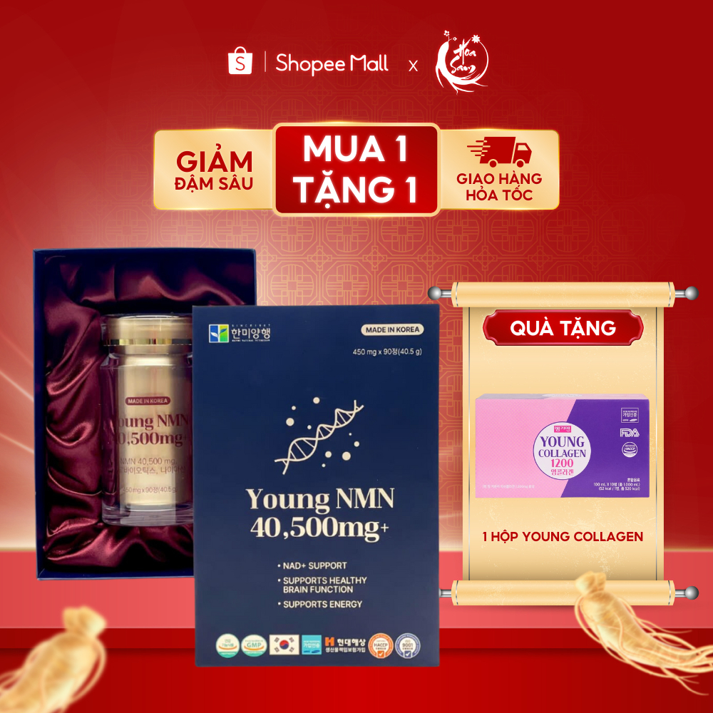 [ MẪU MỚI ] Viên uống Trắng Da Cao Cấp Hàn Quốc PREMIUM YOUNG NMN 40500mg giúp trẻ hóa làn da 90 viên - JK Ginsengking