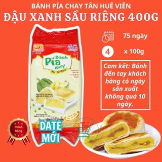 Bánh Pía Chay Tân Huê Viên Đậu Xanh Sầu Riêng Túi 4 cái 400g