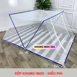 Mùng chụp tự bung xếp thông minh khung xếp - Màn ngủ, màn xếp người lớn gấp gọn chống muỗi Kiều Phi
