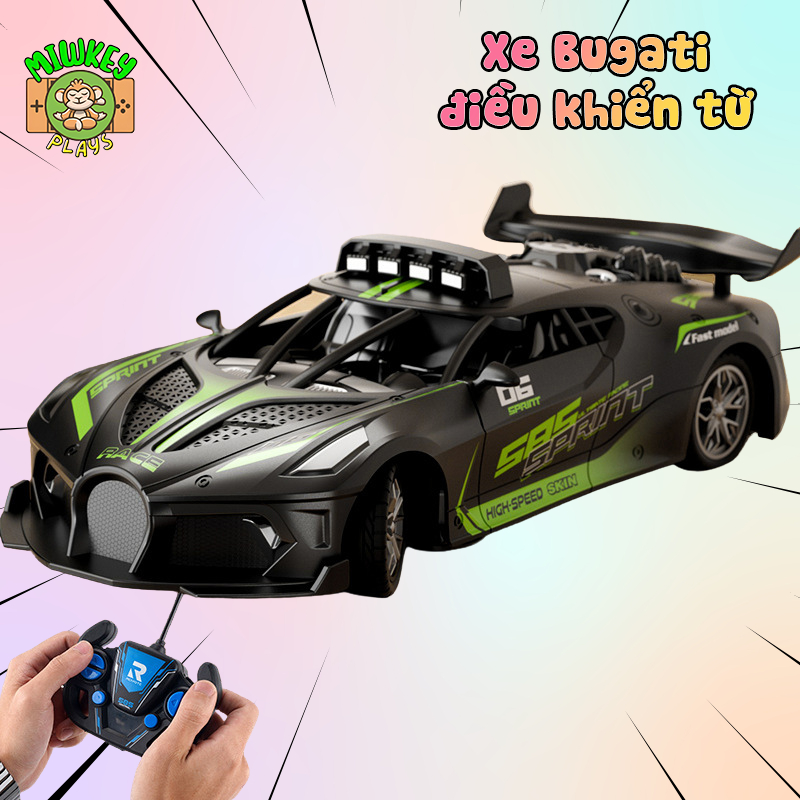 Đồ Chơi Xe Oto Bugati Điều Khiển Từ Xa RC 2.4GHZ Tỉ Lệ 1:20 Dùng Pin Sạc, Nhiều Màu Cho Bé Lựa Chọn