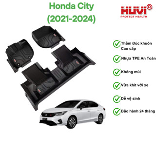 Thảm lót sàn ô tô Honda City 2021-2024 Thảm Huvi Đúc khuôn nhựa TPE cao cấp An Toàn, không mùi, dễ vệ sinh