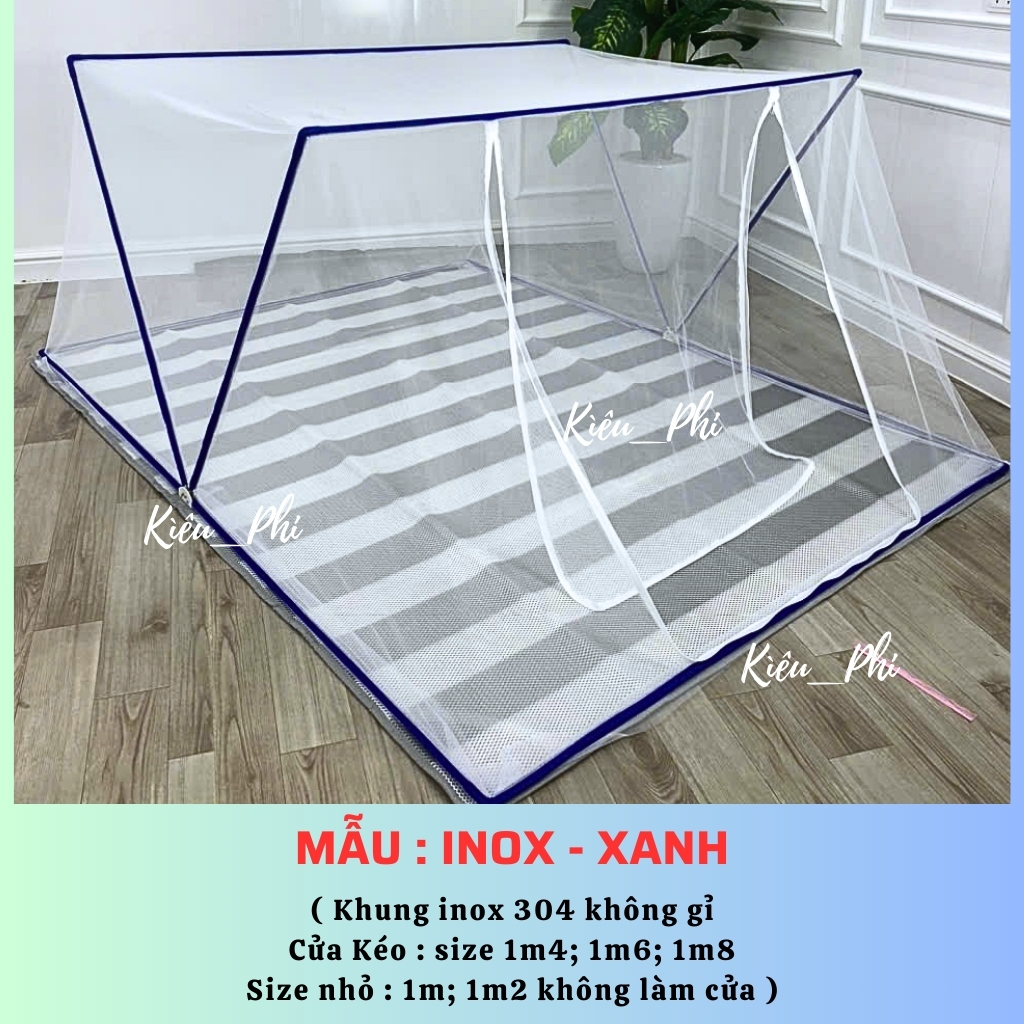 Mẫu Mới - Mùng xếp 1m,1m2,1m4,1m6,1m8 khung IN0X - màn xếp thông minh gấp gọn cao cấp chống muỗi gia đình