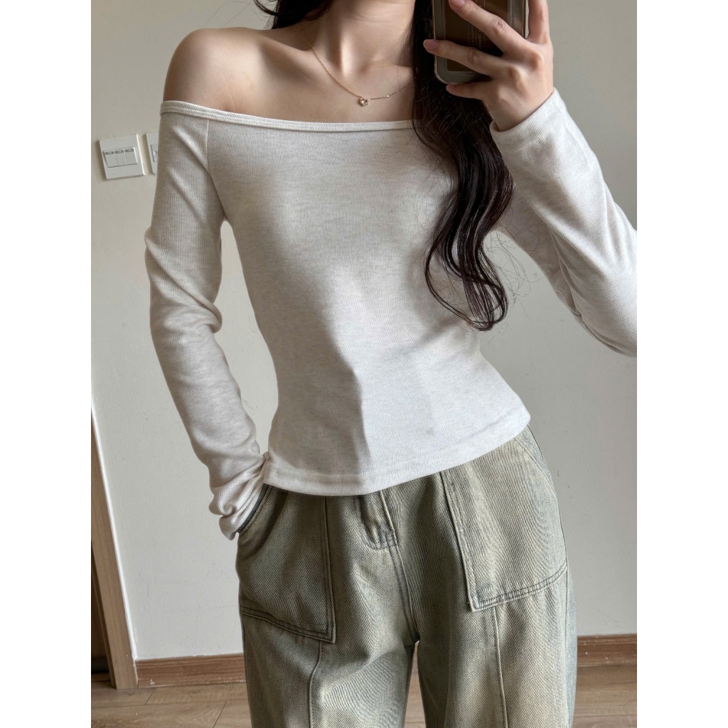 Áo Trễ Vai Body Chất Vải Tiêu Lông, Áo Thun Dài Tay Kiểu Lệch Vai Form Dáng Vừa Miho House | BigBuy360 - bigbuy360.vn