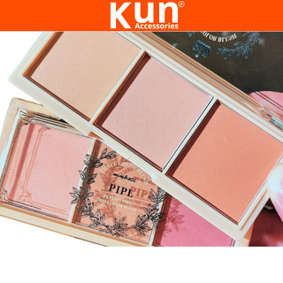  Phấn má hồng PIPL 3 ô 2 tone siêu xinh mịn lì tự nhiên tươi tắn làn da 