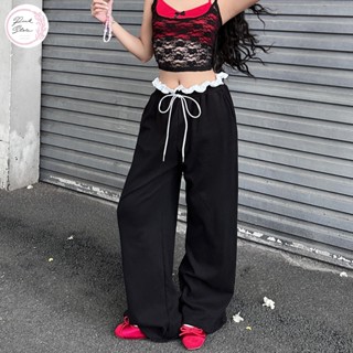 Quần Ống Rộng Lưng Chun Kiểu Bèo PINKSTORE29 Phong Cách Thoải Mái Q117