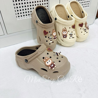 Dép sục LaBuBu, Dép sục nữ eva đế cao 6m đính kèm hoạ tiết xinh xắn êm nhẹ dễ đi