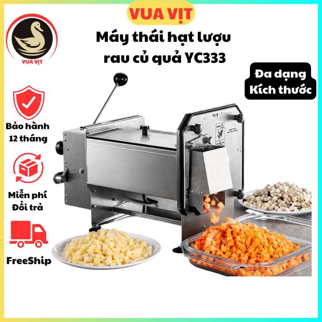 Máy Thái Hạt Lượu, Máy Thái Rau Củ Quả Đa Năng YC-333 Công Suất 150W Chất Liệu INOX 304 Bảo Hành 12 
