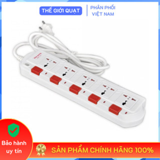   HỎA TỐC  Ổ cắm Điện Quang ĐQ ESK SM750SL 5 lỗ 3 chấu  màu trắng đỏ  dây dài 2M 5M - Hàng chính hãng 
