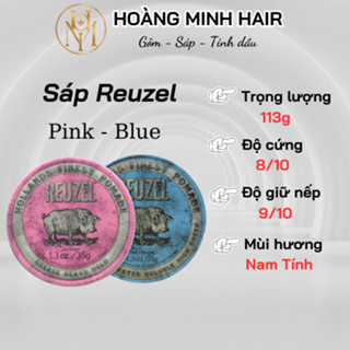 Sáp Vuốt Tóc Reuzel Blue Pomade - Pomade Heo (lợn) Xanh Dương & Reuzel Pink (Lợn Hồng) Siêu Giữ Nếp 113gr