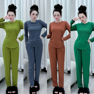 Đồ bộ tay dài thu đông + ủ kem THIEN KIM, chất liệu thun gân, phù hợp mọi hoạt động 45-68KG - TK324