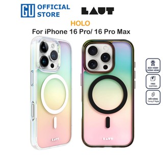 Ốp Lưng LAUT HOLO Cho iPhone 16 Pro/ 16 Pro Max Dải Màu Cực Quang 3 Chiều Tuyệt Đẹp Tương Thích Sạc Không Dây