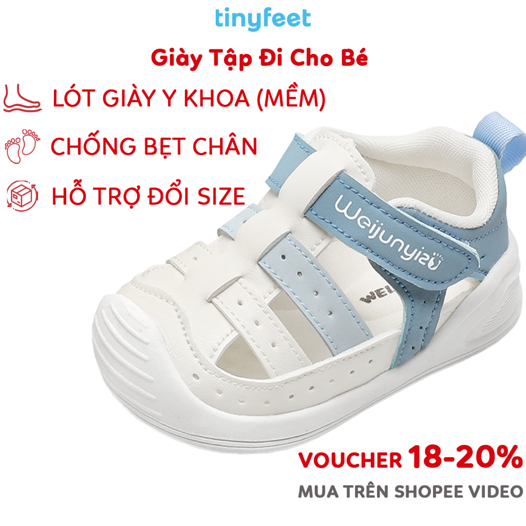 Giày Tập Đi Chống Bẹt Chân Cho Bé Trai 1 Tuổi 2 Tuổi TINYFEET WJ09 Giày Tập Đi Y Khoa Đình Hình Bàn Chân Bẹt Cho Bé