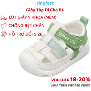 Giày Tập Đi Bé Trai Bé Gái Mẫu Mới 2025 Chống Bẹt Chân Chống Trơn Trượt TINYFEET WJ09 Dép Tập Đi Cho Bé 1 Tuổi 2 Tuổi