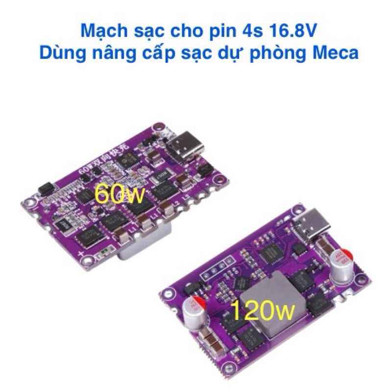 Mô-Đun sạc nhanh Type C  2 chiều 60W/100w/120w - 4S Lithium Battery - Nâng cấp sạc dự phòng cho box 