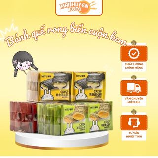 Bánh Quế Rong Biển Giòn Cuộn Nhân Kem MITU ,3 Vị Socola Dâu,Sữa Chua,Trứng Muối ,Bánh Ngon Giòn Tan Cho Bữa Ăn Vặt -228g